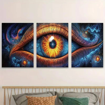 3pcs Psychedelic Eye Wall Art Set Canvas Framed 50x70cm - High Quality Print 100% Australian Made Wall Canvas Ready to Hang