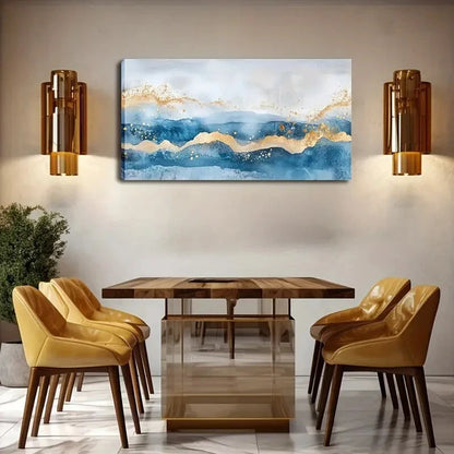 Blue Abstract Ocean Mountain Wall Art Canvas Office Home Room Framed 120x60cm - Bella Home Decor