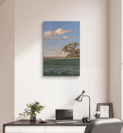 Classical Soft Landscape with Tree Flowers 40x60cm Metal Print Ready to Hang