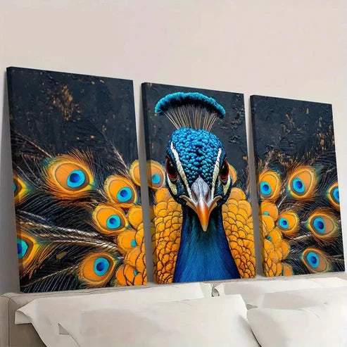 3pcs Cottage PeaRooster Lady Paintingv Wall Art Set Canvas Unframed - High Quality Print 100% Australian Made Wall Canvas - Bella Home Decor