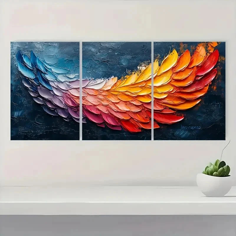3pcs  Abstract Colorful Wing  EW Wall Art Set Canvas Framed 50x70cm - High Quality Print 100% Australian Made Wall Canvas Ready to Hang - Bella Home Decor
