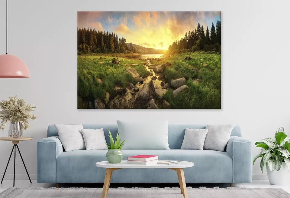 Colorful Clouds, Trees, Grassland   Wall Art Decor 100% Australian Made - Bella Home Decor