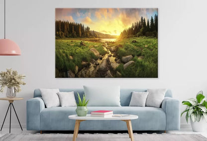 Colorful Clouds, Trees, Grassland   Wall Art Decor 100% Australian Made - Bella Home Decor