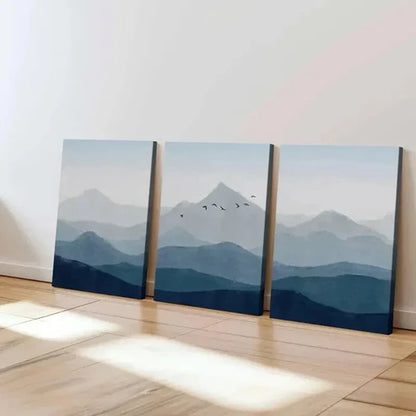 3pcs Abstract Nature Landscape Mountain Birds Wall Art Canvas Unframed - High Quality Print 100% Australian Made Wall Canvas - Bella Home Decor