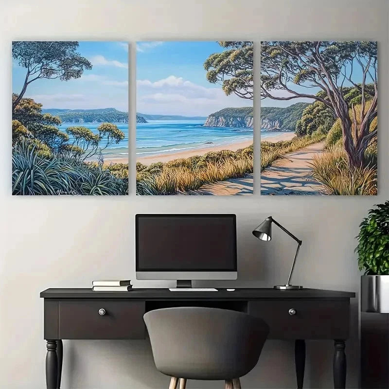 3pcs Scenic Beach & Coastal Landscape Perfect Wall Art Set Canvas Framed 60x90cm - High Quality Print 100% Australian Made Wall Canvas Ready to Hang