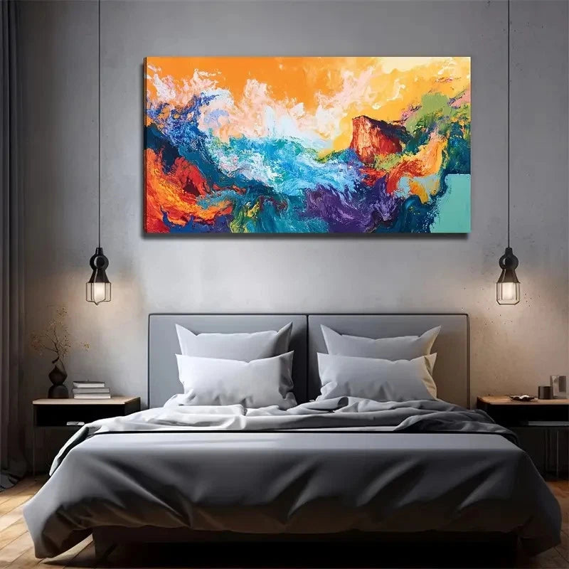 Power Of Paint Mountain Wall Art Canvas Office Home Room Framed 120x60cm