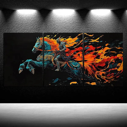 3pcs Abstract Colourful Horses Metal Print Ready to Hang Art - Bella Home Decor