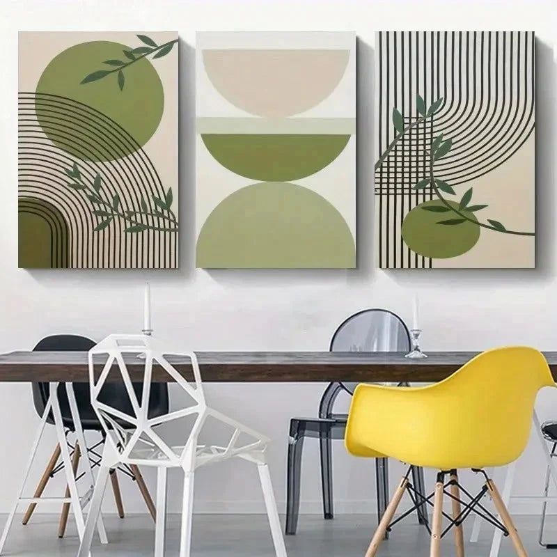 3pcs three-piece painting with geometric   Wall Art Set Canvas Framed 40x60cm - High Quality Print 100% Australian Made Wall Canvas Ready to Hang