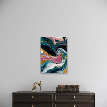 Swirling Manga Style Abstract Marble Metal Print Ready to Hang