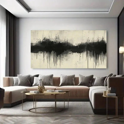 Abstract Black & White Wall Art Canvas Office Home Room Framed 120x60cm