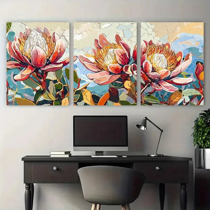 3pcs Botanical Décor Floral Travel Perfect Wall Art Canvas Unframed - High Quality Print 100% Australian Made Wall Canvas - Bella Home Decor