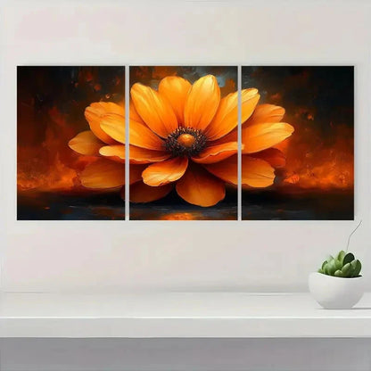 3pcs  Orange Flower Painting  MB  Wall Art Set Canvas Framed 40x60cm - High Quality Print 100% Australian Made Wall Canvas Ready to Hang - Bella Home Decor