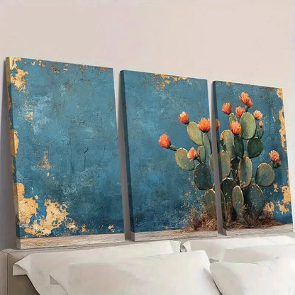 3pcs Desert Print Southwestern Decor Cactus Wall Art Set Canvas Framed 60x90cm - High Quality Print 100% Australian Made Wall Canvas Ready to Hang - Bella Home Decor
