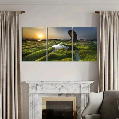 3pcs Sea Coastline Rugged Landforms Wall Art Set Canvas Framed 50x70cm - High Quality Print 100% Australian Made Wall Canvas Ready to Hang