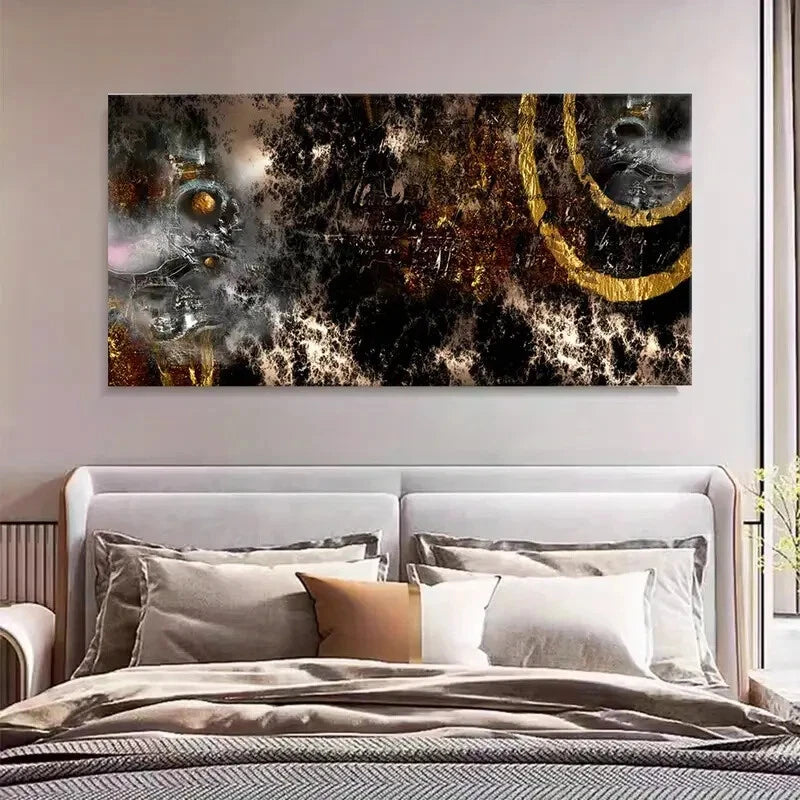 Golden Milky Way Abstract Wall Art Canvas Office Home Room Framed 120x60cm - Bella Home Decor