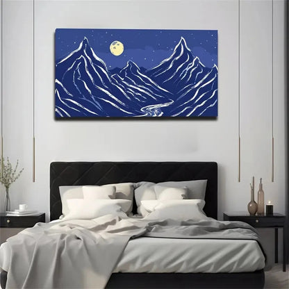 Mystical Mountain And Moon Wall Art Canvas Office Home Room Framed 120x60cm