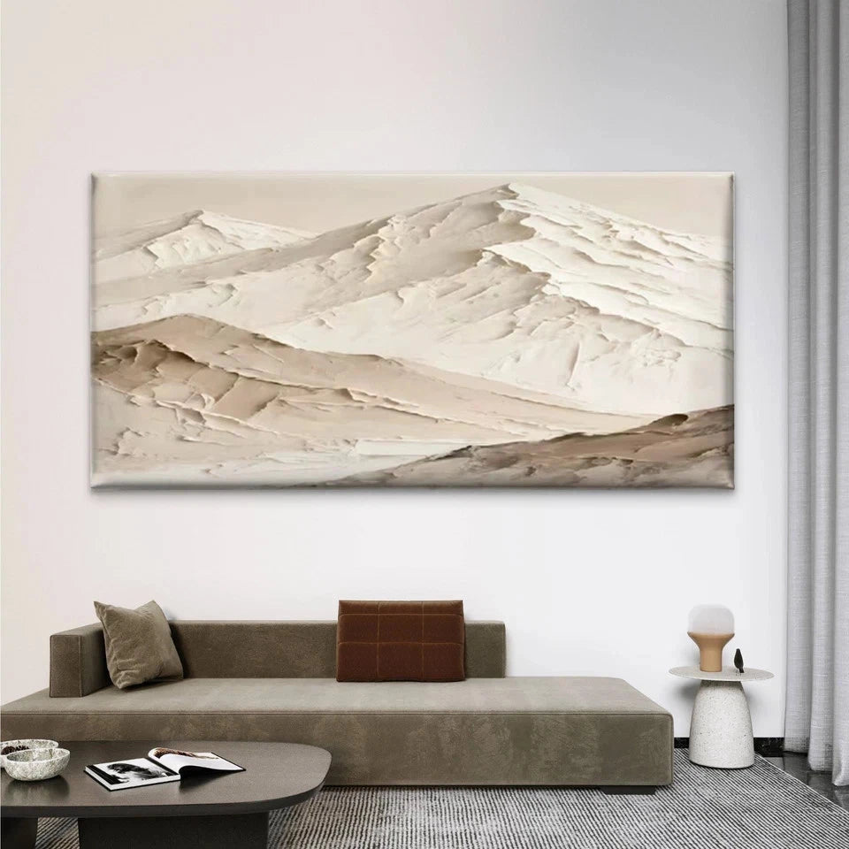 Minimalist Beige Mountain Wall Art Canvas Office Home Room Framed 120x60cm