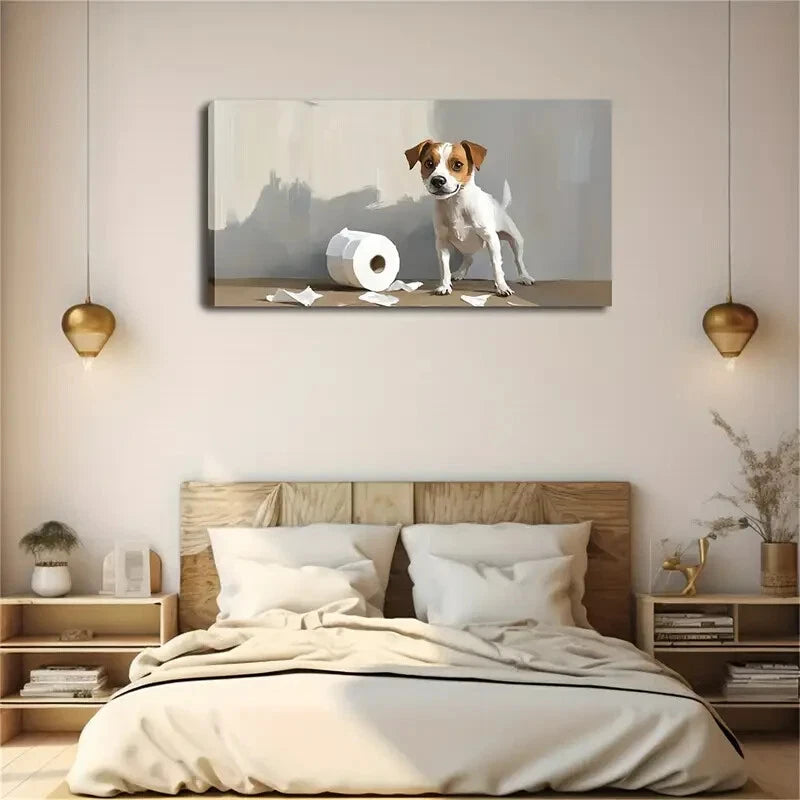A Little Dog Is Standing Ground Wall Art Canvas Office Home Room Framed 120x60cm - Bella Home Decor