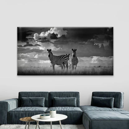 Black And White Zebras Wall Art Canvas Office Home Room Framed 120x60cm