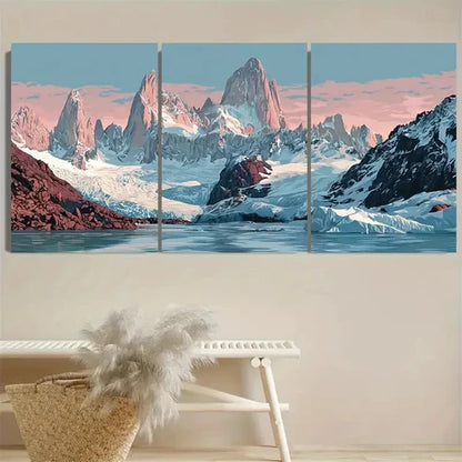 3pcs Los Glaciares National Park Travel Poster Wall Art Canvas Unframed - High Quality Print 100% Australian Made Wall Canvas - Bella Home Decor
