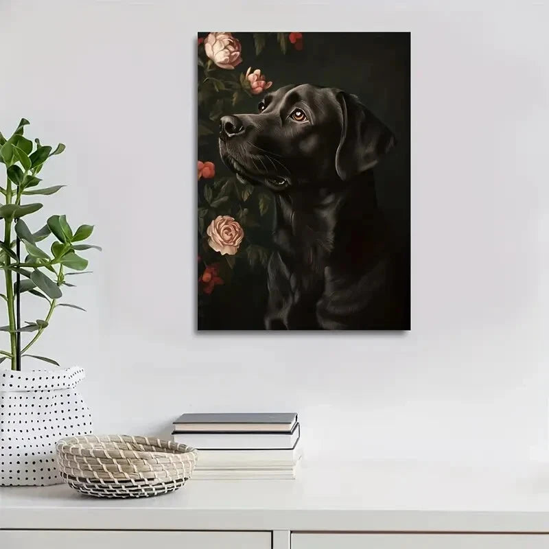 Featuring a Cute Labrador Retriever Among Painting 40x60cm Metal Print Ready to Hang - Bella Home Decor