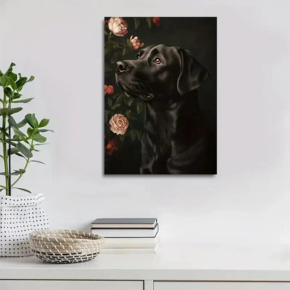 Featuring a Cute Labrador Retriever Among Painting 40x60cm Metal Print Ready to Hang - Bella Home Decor