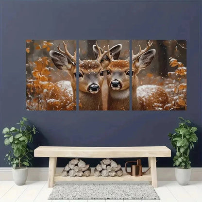 3pcs Charming Country Deer Rustic Wildlife Wall Art Set Canvas Framed 60x90cm - High Quality Print 100% Australian Made Wall Canvas Ready to Hang - Bella Home Decor