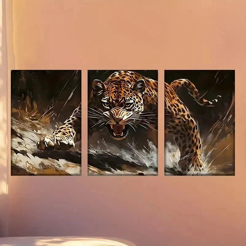 3pcs painting of a for JAGUAR Wall Art Set Canvas Framed 60x90cm - High Quality Print 100% Australian Made Wall Canvas Ready to Hang