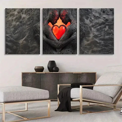 3pcs Romantic Couple Holding Heart Wall Art Canvas Unframed - High Quality Print 100% Australian Made Wall Canvas