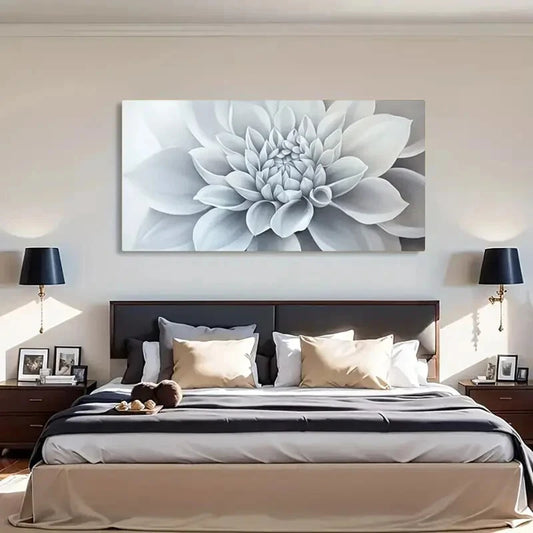 Monochrome Flower Minimalist Wall Art Canvas Office Home Room Framed 120x60cm