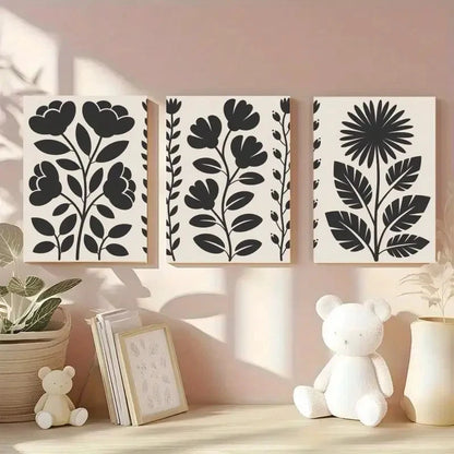 3pcs Floral Silhouettes Botanical Painting Metal Print Ready to Hang Art