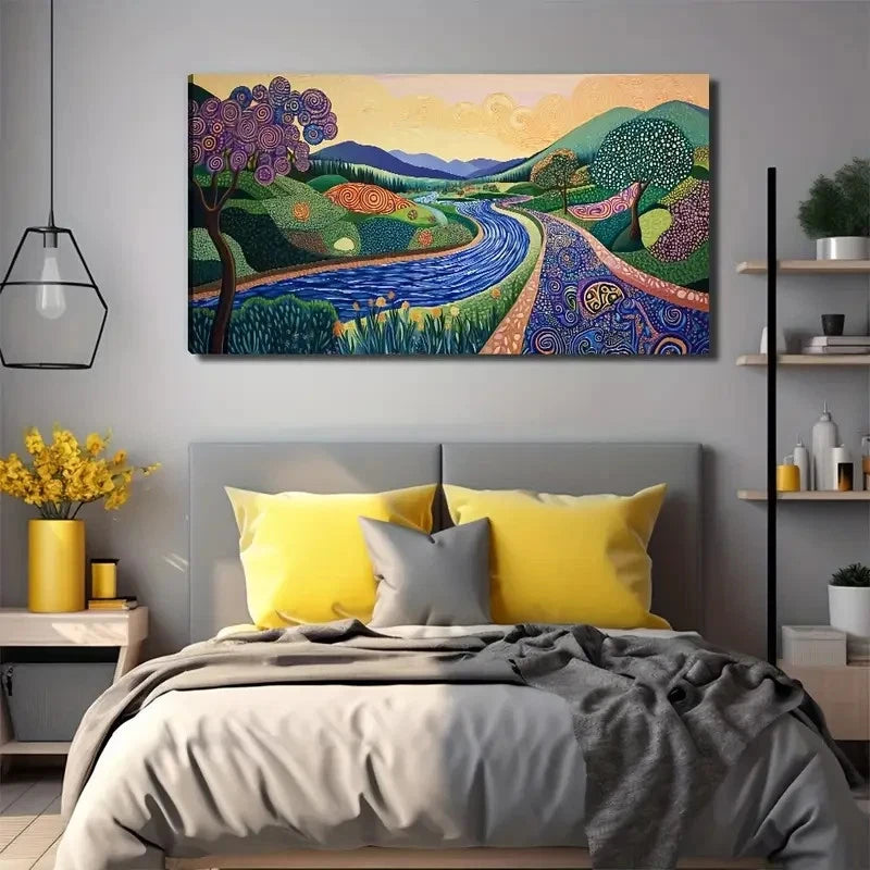 River Road Landscape Wall Art Canvas Office Home Room Framed 120x60cm