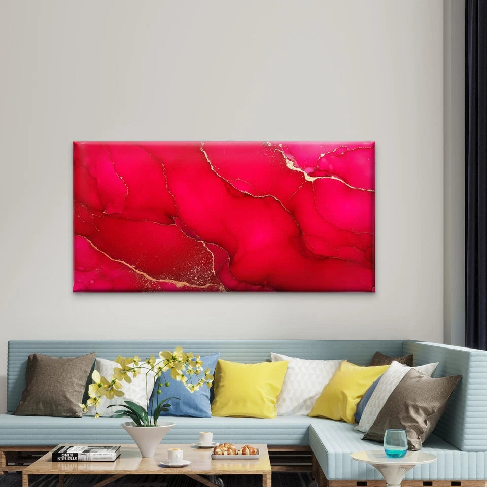 Abstract Art With Gold Veins Wall Art Canvas Office Home Room Framed 120x60cm - Bella Home Decor