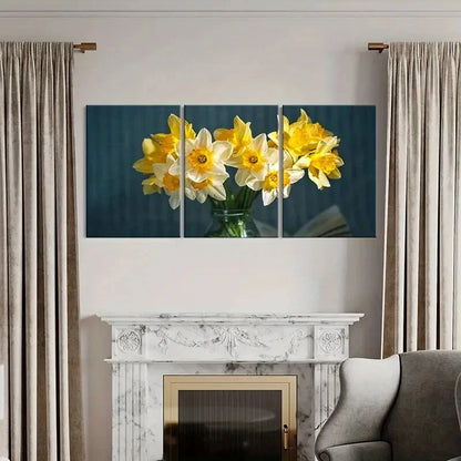 3pcs Yellow White Flower Narcissus Wall Art Set Canvas Framed 40x60cm - High Quality Print 100% Australian Made Wall Canvas Ready to Hang - Bella Home Decor