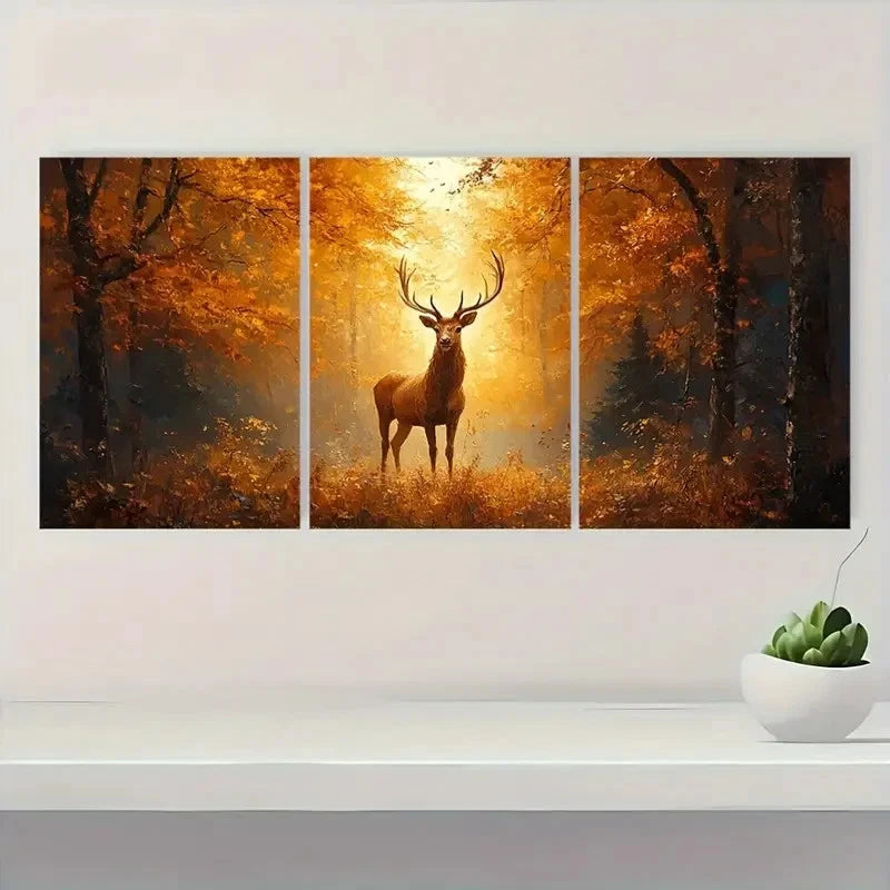 3pcs Sunlit Trees & Sunset Hues  Wall Art Set Canvas Framed 40x60cm - High Quality Print 100% Australian Made Wall Canvas Ready to Hang - Bella Home Decor