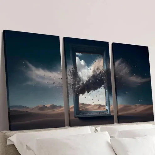 3pcs Explosion Fragments Synthesized From Window Wall Art Canvas Unframed - High Quality Print 100% Australian Made Wall Canvas