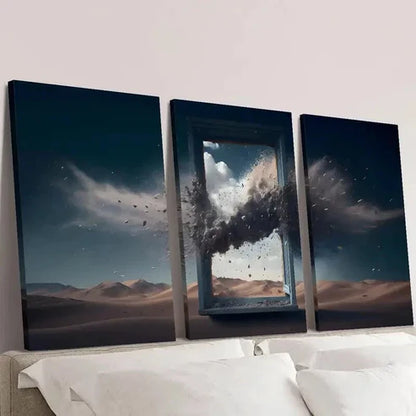 3pcs Explosion Fragments Synthesized From Window Wall Art Canvas Unframed - High Quality Print 100% Australian Made Wall Canvas