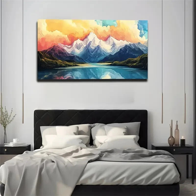 The Lake Water Nearby Reflects Wall Art Canvas Office Home Room Framed 120x60cm