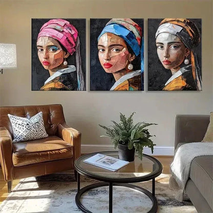 3pcs Contemporary Art Portrait of a Girl Perfect Wall Art Canvas Unframed - High Quality Print 100% Australian Made Wall Canvas - Bella Home Decor