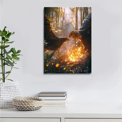 Majestic Eagle Wrestling in Peaceful 40x60cm Metal Print Ready to Hang - Bella Home Decor