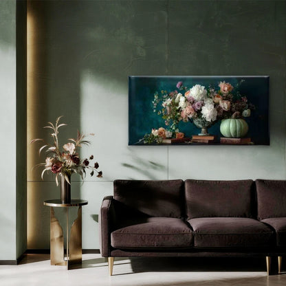 Teal & Golden Autumn Harvest Wall Art Canvas Office Home Room Framed 120x60cm - Bella Home Decor