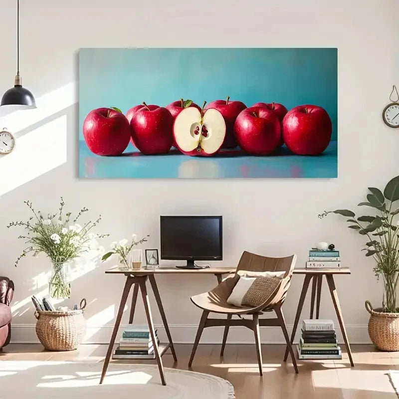 Transverse Oriented Apples Wall Art Canvas Office Home Room Framed 120x60cm - Bella Home Decor