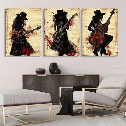 3pcs Rock and Jazz Musician Gothic Wall Art Canvas Unframed - High Quality Print 100% Australian Made Wall Canvas