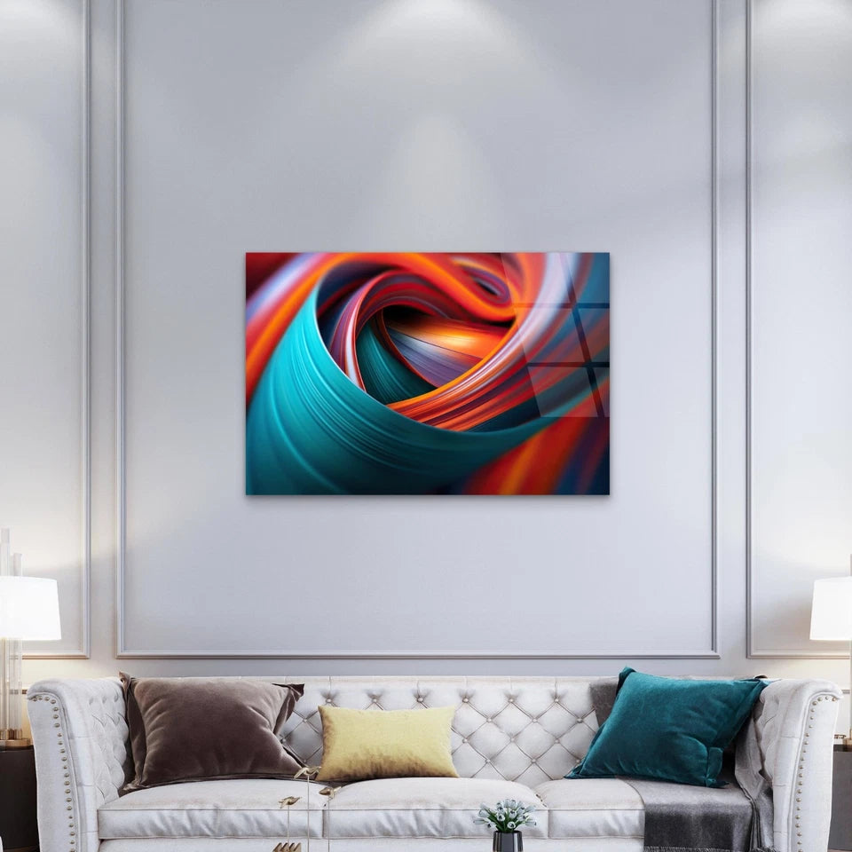 Vibrant 3D Swirl Abstract Ribbon Acrylic Glass Printing Wall Art Australian Made Quality
