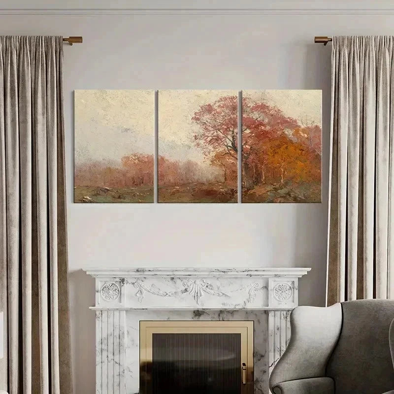 3pcs Autumn Trees Oil Style Painting Wall Art Set Canvas Framed 60x90cm - High Quality Print 100% Australian Made Wall Canvas Ready to Hang - Bella Home Decor