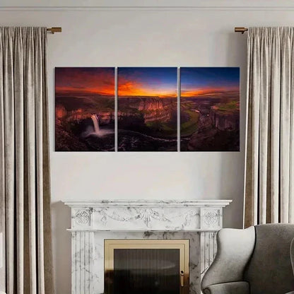 3pcs Waterfall On The Cliff Natural Wall Art Canvas Unframed - High Quality Print 100% Australian Made Wall Canvas