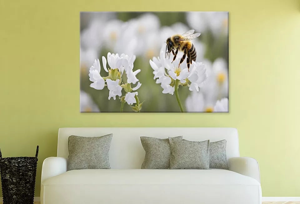 Elegant Bees Scooping Flowers  Wall Art Decor 100% Australian Made - Bella Home Decor