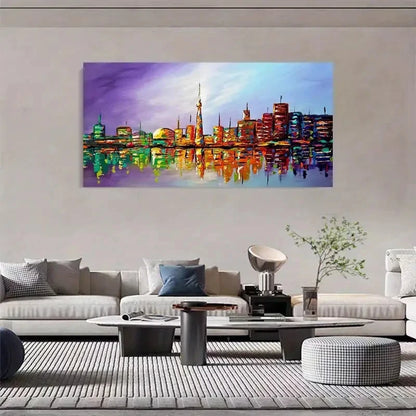 Abstract New York Cityscape Wall Art Canvas Office Home Room Framed 120x60cm