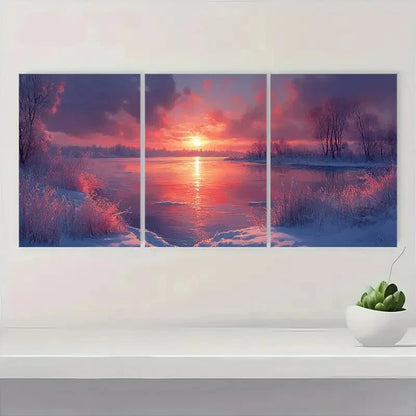 3pcs Winter Landscape with Snowy Trees WL  Wall Art Set Canvas Framed 40x60cm - High Quality Print 100% Australian Made Wall Canvas Ready to Hang
