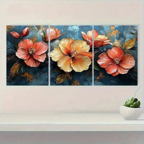 3pcs Vibrant Tropical Abstract Flower Prints Wall Art Canvas Unframed - High Quality Print 100% Australian Made Wall Canvas